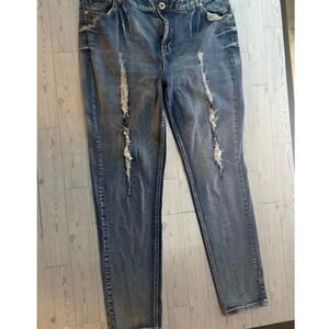 Deja Bleu Women’s Plus Size 20 Distressed Ripped Skinny Jeans Blue Denim